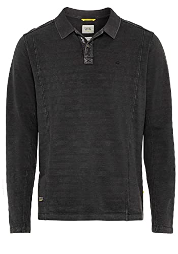 Preisvergleich Produktbild CAMEL ACTIVE Poloshirt Langarm Polokragen geknöpft Struktur anthrazit