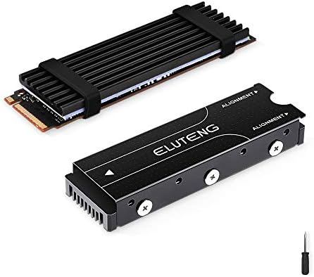 ELUTENG M.2 SSD NVME Heatsink 2 Pack Fits for PS5 Computer PC Aluminum Cooler Double-Sided M2 2280 SSD Heatsink M2 NGFF NVME Heatsink with 4 Thermal Silicone Pad for M.2 PCIE NVME SSD or M.2 SATA SSD