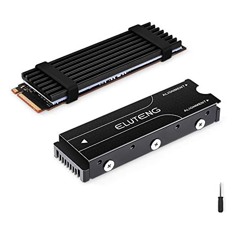 ELUTENG M.2 SSD NVME Heatsink 2 Pack Fits for PS5 Computer PC Aluminum Cooler Double-Sided M2 2280 SSD Heatsink M2 NGFF NVME Heatsink with 4 Thermal Silicone Pad for M.2 PCIE NVME SSD or M.2 SATA SSD Cover