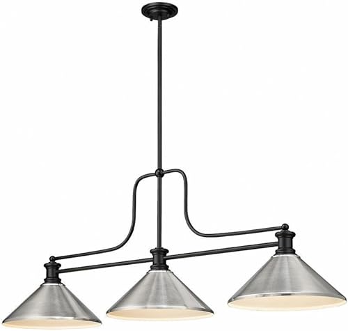 Z - Lite Melange - Billar de 3 luces con pantalla - 21 pulgadas de alto y 14 pulgadas de ancho - Color de sombra de níquel cepillado