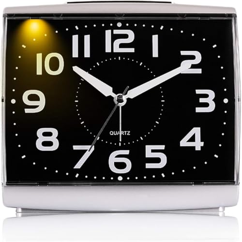 NALACAL Analog Alarm Clock, Digital Alarm Clock for Bedrooms, Large Square Alarm Clock, Silent Movement, Silent Alarm Clocks Bedside, with Night Light, Non Ticking Table Clocks, No Batteries Included
