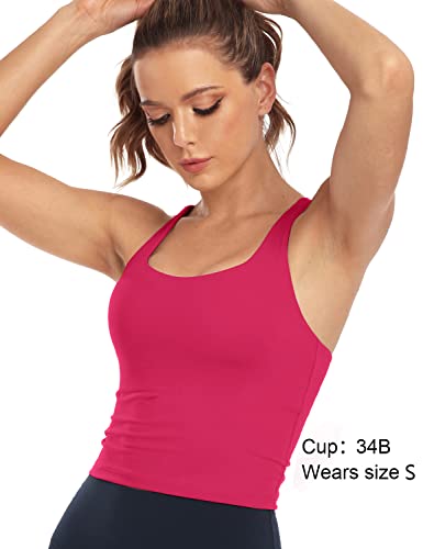 Heynuts Formerly Hawthorn Athletic Longline Sports Bras For Women Wirefree, Strappy Yoga Bras Padded Workout Bras Cropped Tops Hot Pink S #TOP1