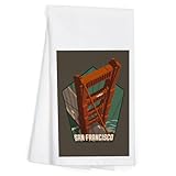 San Francisco, California, Golden Gate Bridge Aerial, (100% Cotton Tea Towel, Decorative Hand Towel, for Kitchen and Home). Measures 18 x 28 inches full size. Machine wash and tumble dry, reusable. Printed in Seattle using eco-friendly ink.