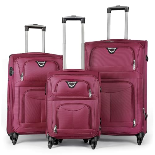 MERCURY TEXTIL - Juego de Maletas 3pcs de Tela (Burdeos)