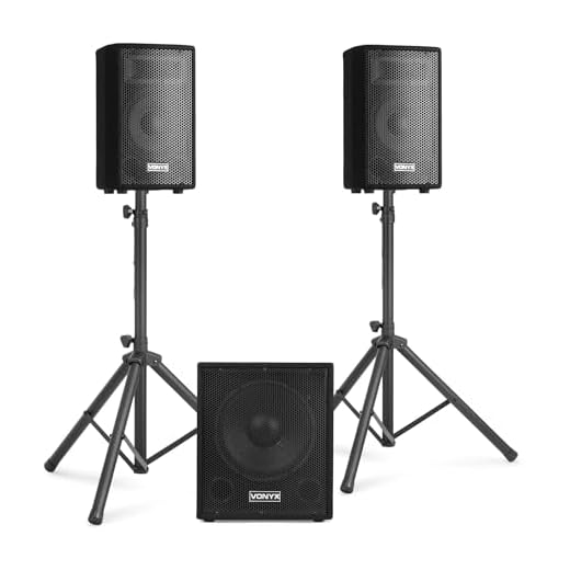 Vonyx VX1015BT Mobile PA Anlage Komplettset, PA Anlage Aktiv mit Bluetooth Komplettset, 1000 Watt DJ Boxen, PA Lautsprecher Beschallungsanlage, 2X Top-Speaker, 1x Subwoofer, Kabel, Stativen, Tasche