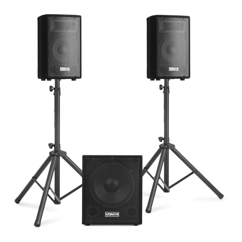 VONYX VX1015BT Pack Sono DJ Actif 2.1-1000W, 8Ohm, avec Bluetooth, Subwoofer 15 Pouces, 2 Enceintes...