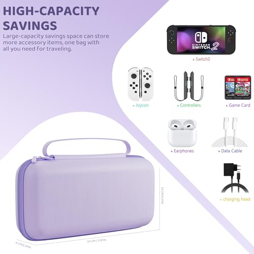 Housse Nintendo Switch 2 violette rigide idéale pour voyager léger