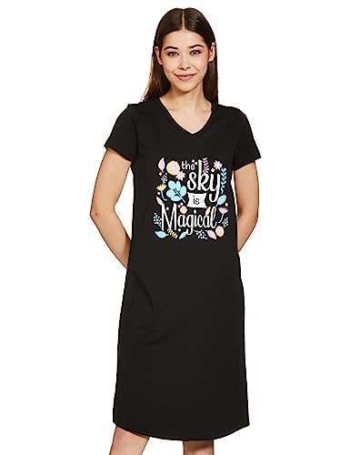 Image of Amazon Brand - Eden & Ivy Women's Cotton Knee Length Regular Fit Nighty (Available in Plus Sizes)