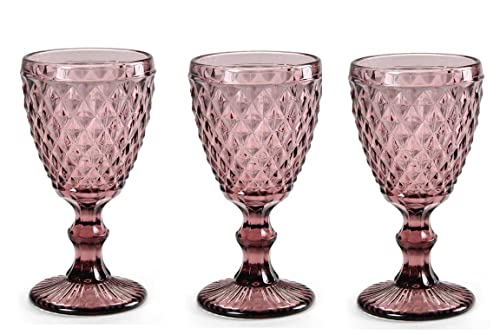 Lot de 6 verres à vin 210 ml en verre couleur rose GIN-820533