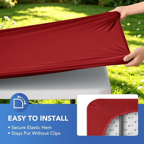 Enjoyidea Fitted Square Tablecloth 36x36 Inch-2 Pack Red Card Elastic Spandex Table Clothes-Small Stretch Folding Christmas Table Cover Topper Cap for Kitchen Dining Picnic Patio Outdoor Party Tables by Enjoyidea - Image 4
