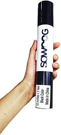 Best Value | BLACK VINYL ROLL | Outdoor Vinyl Rolls | Permanent Adhesive Heat Transfer 10 inches x 3 feet HTV Adhesive VINYL Sheets (Black Vinyl Wrap) |Easy to cut | T-shirts, signs etc.