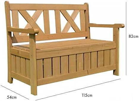 AIRWAVE Darcy Wooden 2 Seater Outdoor Garden Bench with Built In Storage Seat, Treated Fir Wood, Natural Warm Wood Effect