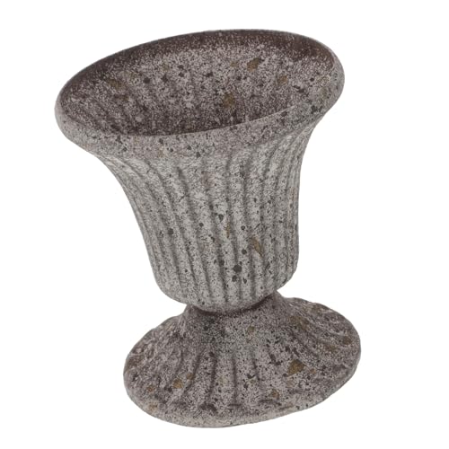BAZEITFLOW Memorial Iron Grave Flower Vase with Stable Upright Design for Cemetery and Graveyard Decoration Vintage Gray Roman Column Planter for Artificial and Fresh Flowers