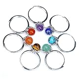 Jyotsna 1-7 PCS Natural 7 Chakra Gemstone Adjustable Statement Rings | Crown | Gems Stones 8mm Round