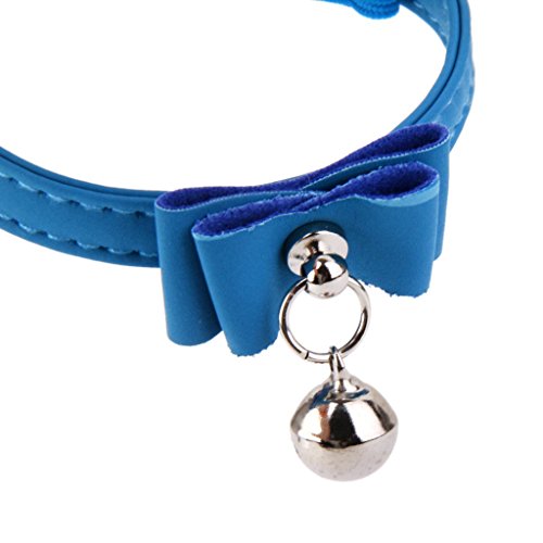 Image of Adjustable Pet Kitten Cat Safety Collar Bell Buckle Neck (Blue), Velvet, (Pack Of 1),27 Cm