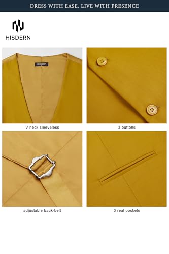 Image of HISDERN Mens Suit Vest Business Casual Dress Waistcoat Vest Solid Color Formal Wedding Vests for Suits or Tuxedo