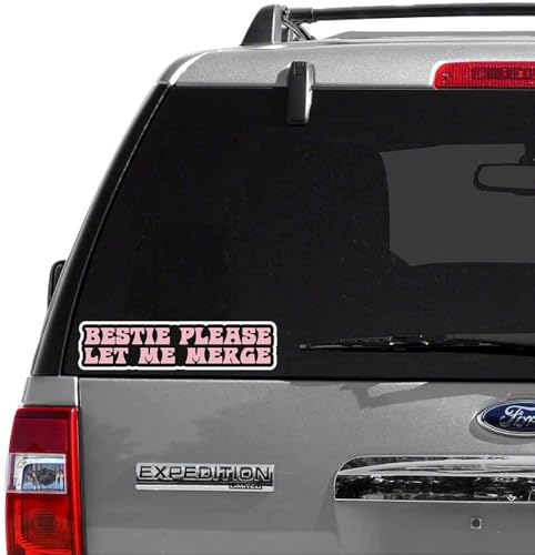 Image of eDesign 2-Pack Bestie Please Let Me Merge Sticker Decal - 6 Inches - Bestie Let Me Merge Bumper Sticker for Car Truck Van Window Laptop Tumbler and Any Smooth Surface - Please Let Me Merge Sticker