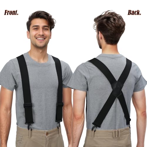 WELKINLAND UltraLight Grip Suspenders, 2-Inch Wide Elastic Suspenders for Pants, Mens Suspender for Jeans, Mens Suspender with Hooks for Belt Loop - Image 4