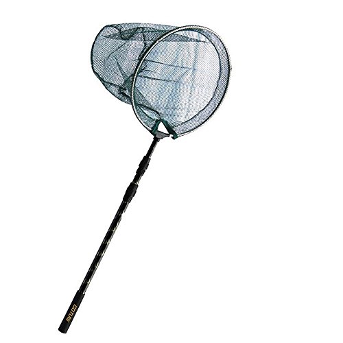 SHELURE Folding Aluminum Fishing Landing Net Fish Net Cast Carp with Extending Telescoping Pole Handle (Green Round Net 160cm/63‘’)