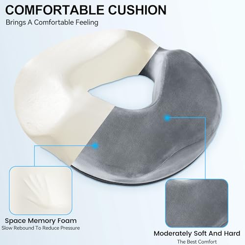 WUFANC Hämorrhoiden Sitzkissen, Donut Kissen aus Memory Foam, Abnehmbar Ergonomisches Sitzkissen, Sitzring Steißbein Entlastung, Sitzring Nach Op für Bürostuhl, Rollstühle, Autositze