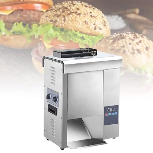 YXFAZPP Cadena Comercial Máquina para Hamburguesas, Máquina Automática de Hornear Pan de Acero Inoxidable de 2000W, Temperatura Ajustable de 0-300°C, Grosor de Hamburguesa Ajustable