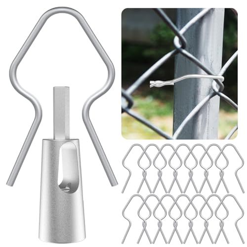 100 Pcs T Post Clips Kit Metal Wire Fence Clip & 1 Drill Chuck Galvanized Steel Tie Preformed T-Post Fence Clips 11 Gauge Fence Ties Fast Installation Farm Garden&Livestock Fencing T/U-Posts(Silver)