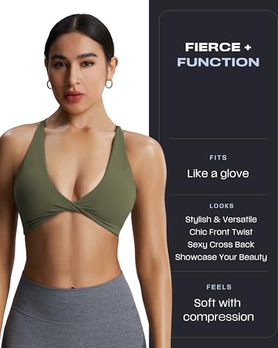 Image of Aoxjox Women's Workout Sports Bras Fitness Metamorph Sienna Twist Bra Yoga Crop Tank