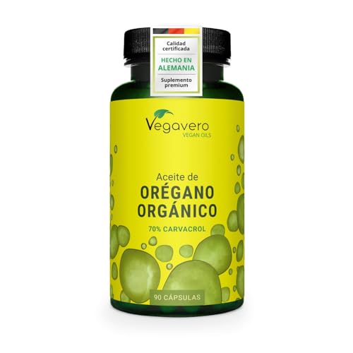 Aceite de Orégano Vegavero | El ÚNICO ORGÁNICO Y VEGANO | Antioxidante + Cándida + Antiinflamatorio Natural | Oregano Oil | 70% Carvacrol + 2,5% Timol | Sin Aditivos
