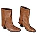 baobeijiadao Womens Square Toe Mid Calf Boots Chunky Heel Fold Over Boots Pull On Non Slip Fashion Boots for Women