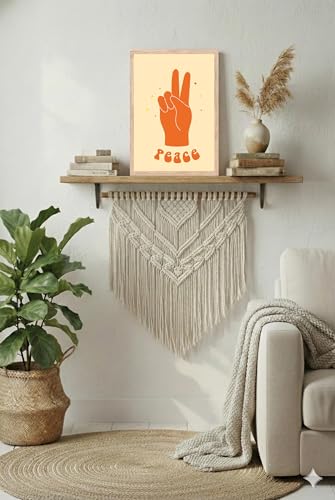 Image of BLINKART Peace Orange Aesthetic Modern Art Walls With Frame | Natural Wood Texture | Living Room Bedroom Office Wall Decoration | Poster Home Decor Frames Wall Bedroom | 12x8 Inches (D76)