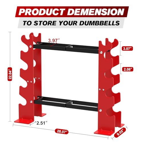 Fisup YRDR02 Weight Rack For Dumbbells, Dumbbell Rack Stand Only 450Lbs Capacity Weight Rack For Home Gym Strength Training Dumbbell Racks Red And Black 5 Tier,Suitable thumb #7