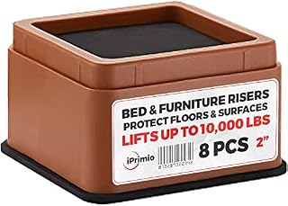 IPrimio Bed and Furniture Risers – 8 Pack Square Elevator up to 2”