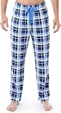 Van Heusen Men's Jersey Knit Sleep Pant, Blue Plaid, Large