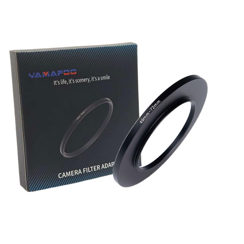 YAMAFOO 49mm to 72mm Step-Up Ring/Step Down Rings Filter Adapter for All Brands UV ND CPL Metal Ring Step-Up Rings Adapter Filter,Black (49-72)