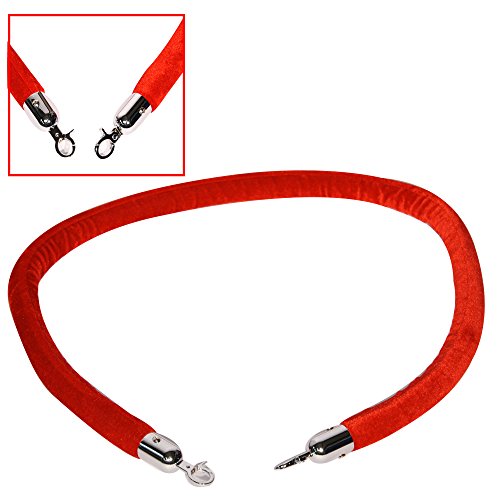 Cordón Rojo/Argento Sistema De Guía De Personas Cinta Barrera Terciopelo - Arebos En Oferta Arebos Cuerda De Terciopelo Para Sistemas De Guiado De Personas | Cuerda De Barrera | Cinta De Barrera | Cuerda De Demarcación | 1,5 Metros | Rojo | Accesorios: Plata| Cordón Para Postes