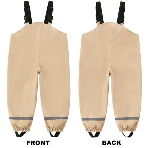 Image of Fewlby Kids Rain Bib Pants, Toddlers Waterproof Suspender Dirty Proof Rain Wear for Boys and Girls