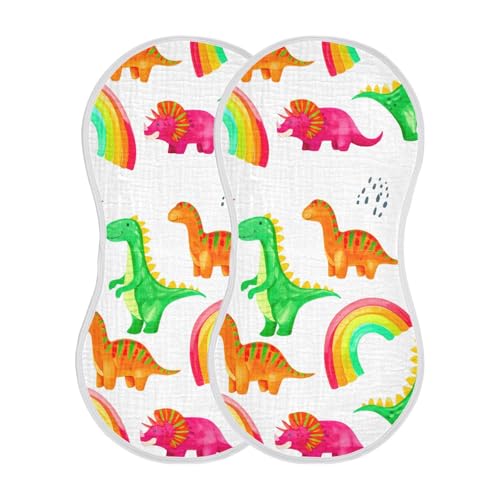 Dinosaur Rainbows Doodles White Baby Burp Cloths Cotton Washcloths Absorbent Soft Burping Rags for Baby Girl Boy Muslin Burp Cloths 1 Pack2