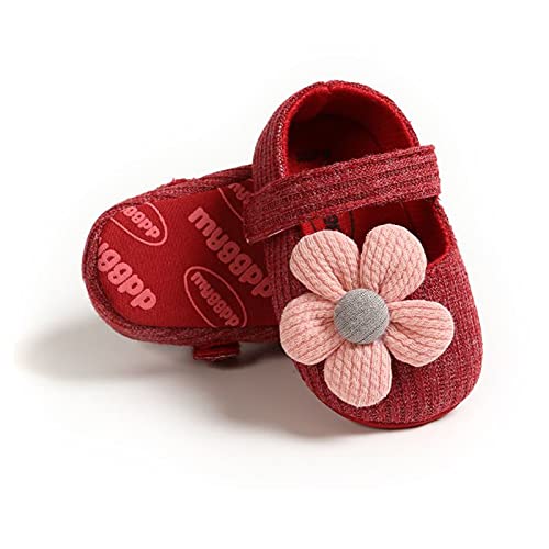 Avodova Baby Girls Shoes With Bow-Knot Headgear, Newborn Princess Non-Slip Flat Shoes Mary Jane Wedding Dress Shoes For Babies And Toddlers (#1 Red, 12_Months) #TOP5