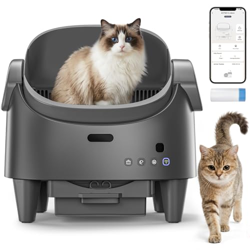 Lettiera Gatto Autopulente, Lettiera Elettrica Per Gatti Con Sensori Di Sicurezza,Controllo App,Protezione Anti-Pizzicamento,Sicurezza Lettiera Autopulente Per Gatti