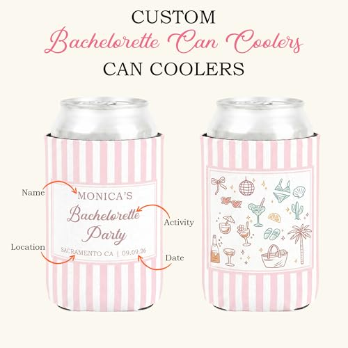 Image of Custom Bachelorette Can Coolers for Bachelorette Party & Beach Trip