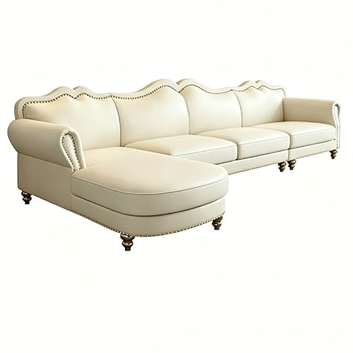 Light Luxury French Cream Leather for The Living Room Vintage