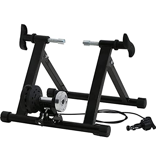 Bike Trainer Stand Magnetic Bicycle Resistance Trainers Foldable Stationary Bike Stand For Indoor Riding With Noise Reduction Wheel 5 Levels Resistance #TOP27