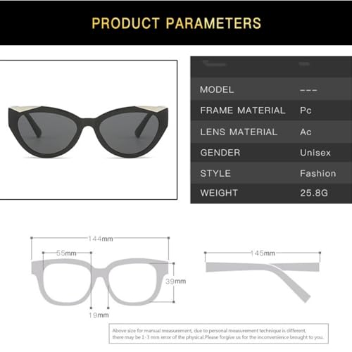 Lunettes de soleil œil de chat mixtes en acétate noir - 2