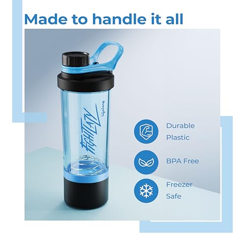 Image of Lifelong Plastic Gym Shaker Bottle BPA Free Protein Shaker for Men & Women with Extra Compartment | 600ML | Leakproof Shaker for Supplements & Powders Blue