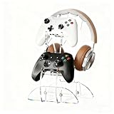 Windfromort Supporto Cuffie - Porta Joystick, in Acrilico, Ergonomico, Antiscivolo, Per Gaming, Ufficio, Casa (15,8 x 15,1 x 23 cm) (Trasparente)