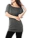 Allegra K Women Rhinestone Decor Scoop Neck Batwing Sleeves Tunic Top Dark Gray L (US 14)