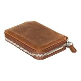 BBB Women's Genuine Leather With Credit Card Holder Zipper Small Wallet Leather Card Case, Brown (M-