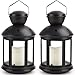 Bright Zeal 2-Pack Hexagon Candle Lantern with LED Flameless Candles Flickering (Black, 8" Tall, 8hr Timer) - Outdoor Hanging Lantern Black Decorative Lanterns for Indoors Battery Powered Lights