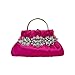 IAMUHI Women Retro Satin Evening Handbag Pleated Rhinestone Clutch Bag Party Wedding Crossbody Shoulder Purse with Chain,Rose Red