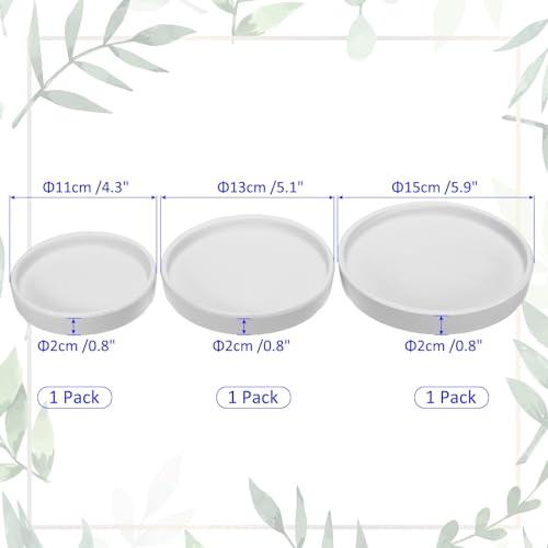 M METERXITY 3 Pack Planter Saucers - Ceramic Plant Tray Flower Pot Drip Trays Round Apply to Outdoor/Garden (4/5/6inch, White) - Image 2